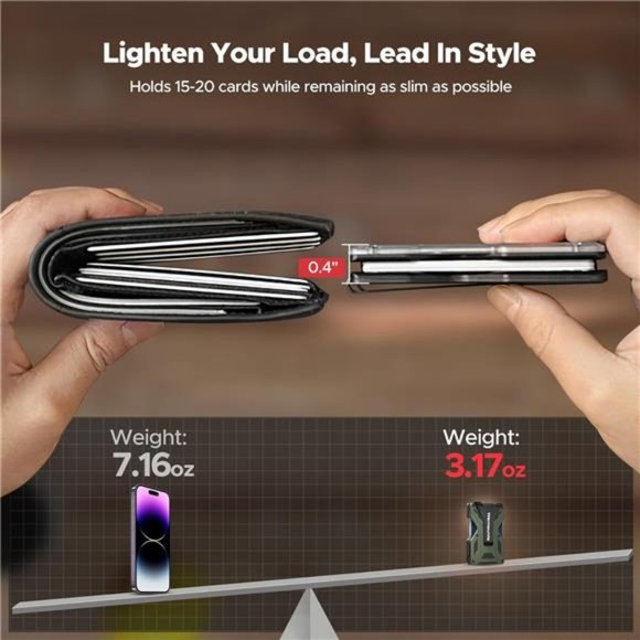 Money Clip Tactical Wallet, Carbon Fiber Wallet, RFID Blocking Minimalist Wallet - Picture 4 of 7